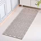 Boho Weave Floor Runner Cotton Mat Brown White 134x50cm Nestasia