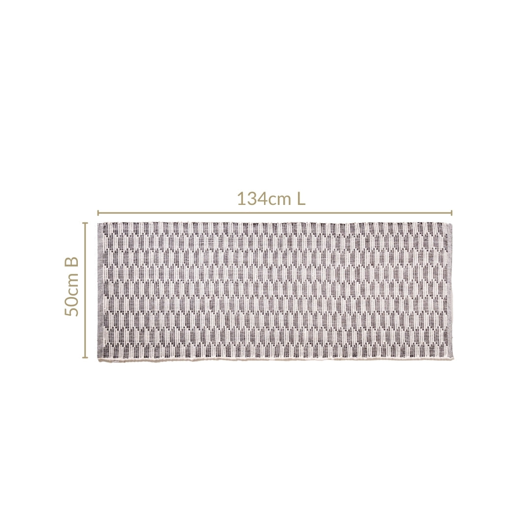 Boho Weave Floor Runner Cotton Mat Brown White 134x50cm Nestasia