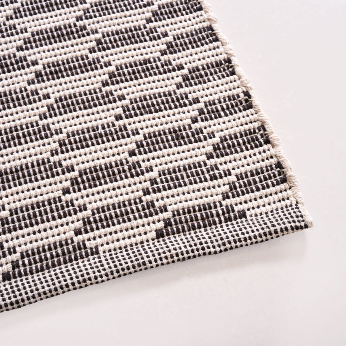 Boho Weave Floor Runner Cotton Mat Brown White 134x50cm Nestasia