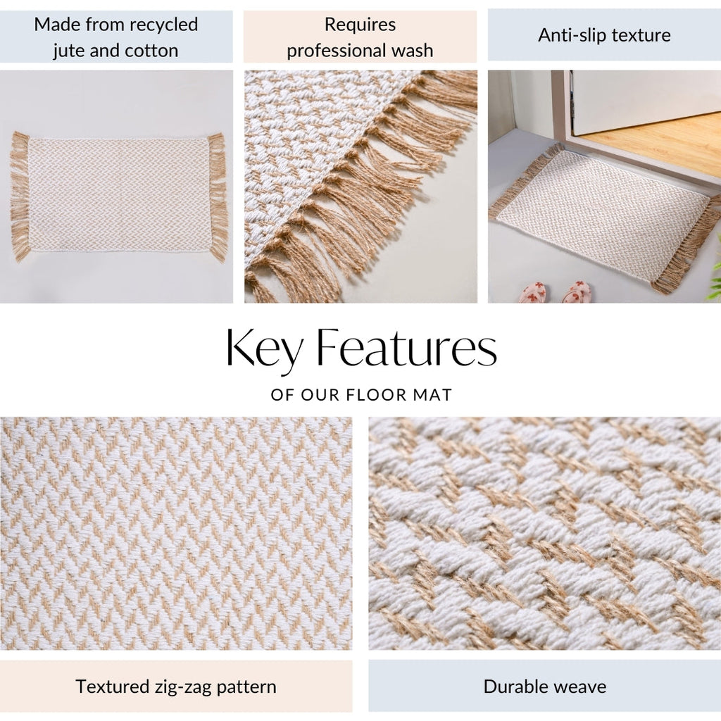 Minimal Cotton Anti Slip Floor Mat 96x50cm Nestasia