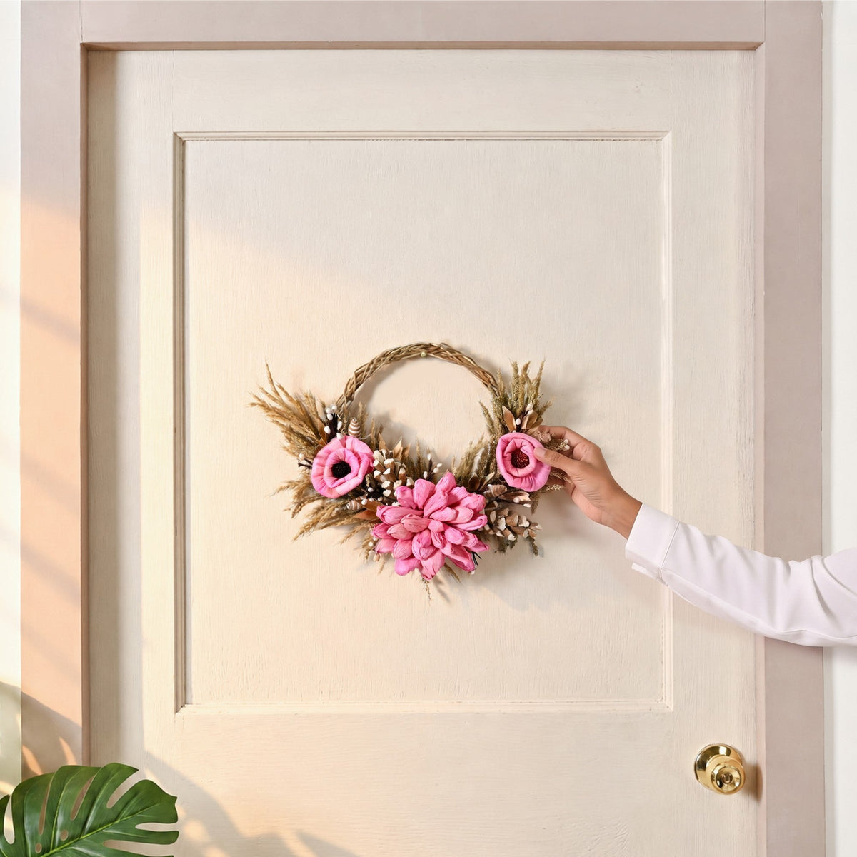 Rustic Rosy Ecofriendly Front Door Wreath 24cm Nestasia