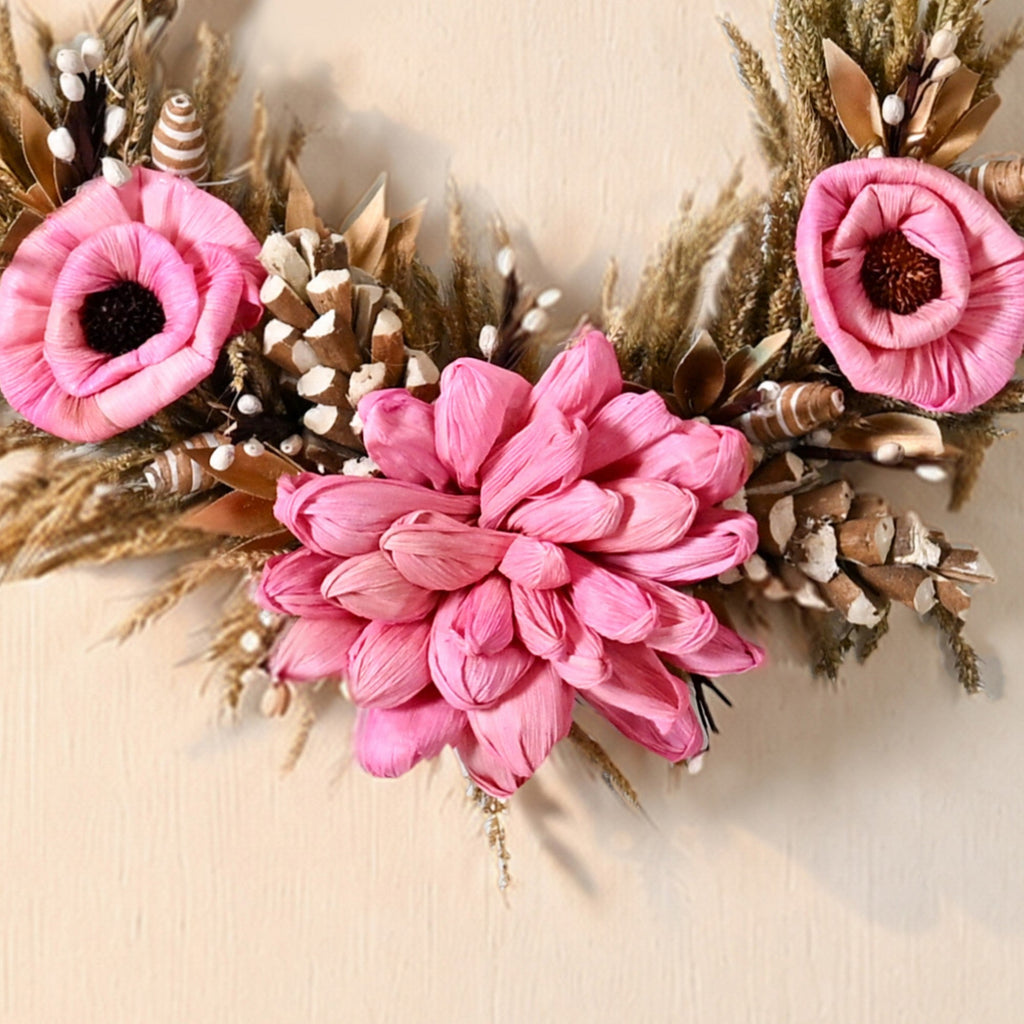 Rustic Rosy Ecofriendly Front Door Wreath 24cm Nestasia