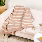 Tufted Stripes Throw Blanket Taupe Brown Nestasia