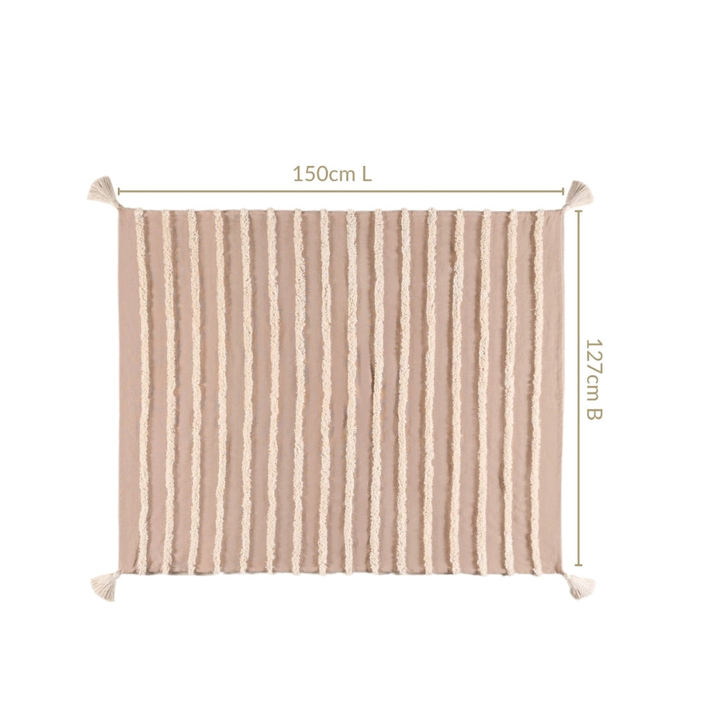 Tufted Stripes Throw Blanket Taupe Brown Nestasia