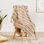 Tufted Stripes Throw Blanket Taupe Brown Nestasia