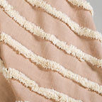 Tufted Stripes Throw Blanket Taupe Brown Nestasia