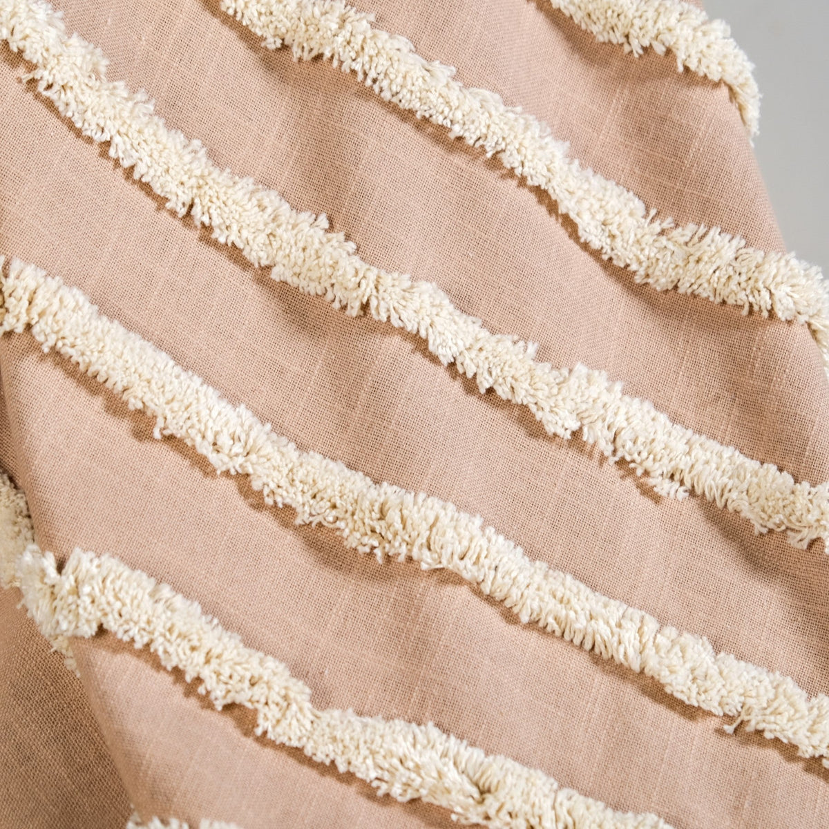 Tufted Stripes Throw Blanket Taupe Brown Nestasia