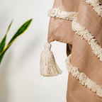 Tufted Stripes Throw Blanket Taupe Brown Nestasia