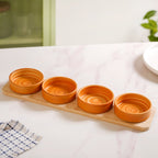 Rustic Style Bowl And Platter Set Of 5 For Sauces Snacks Or Salsa Nestasia