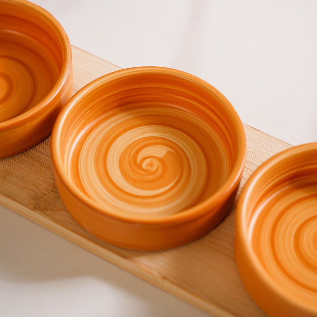 Rustic Style Bowl And Platter Set Of 5 For Sauces Snacks Or Salsa Nestasia