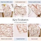 Mocha Fern Table Runner 6 Seater 185x35cm Nestasia