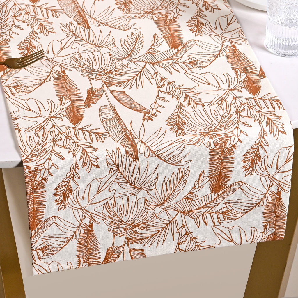 Mocha Fern Table Runner 8 Seater 264x35cm Nestasia