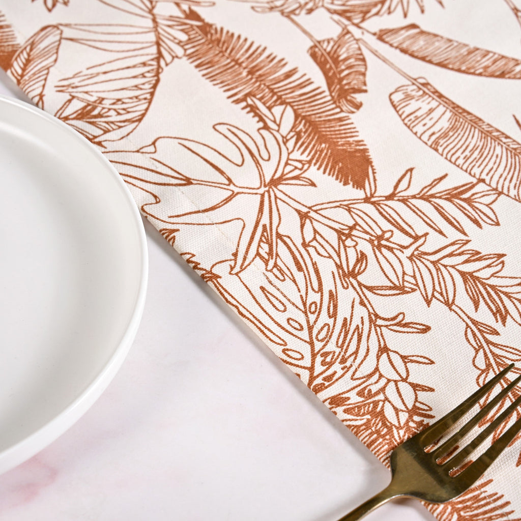 Mocha Fern Table Runner 8 Seater 264x35cm Nestasia