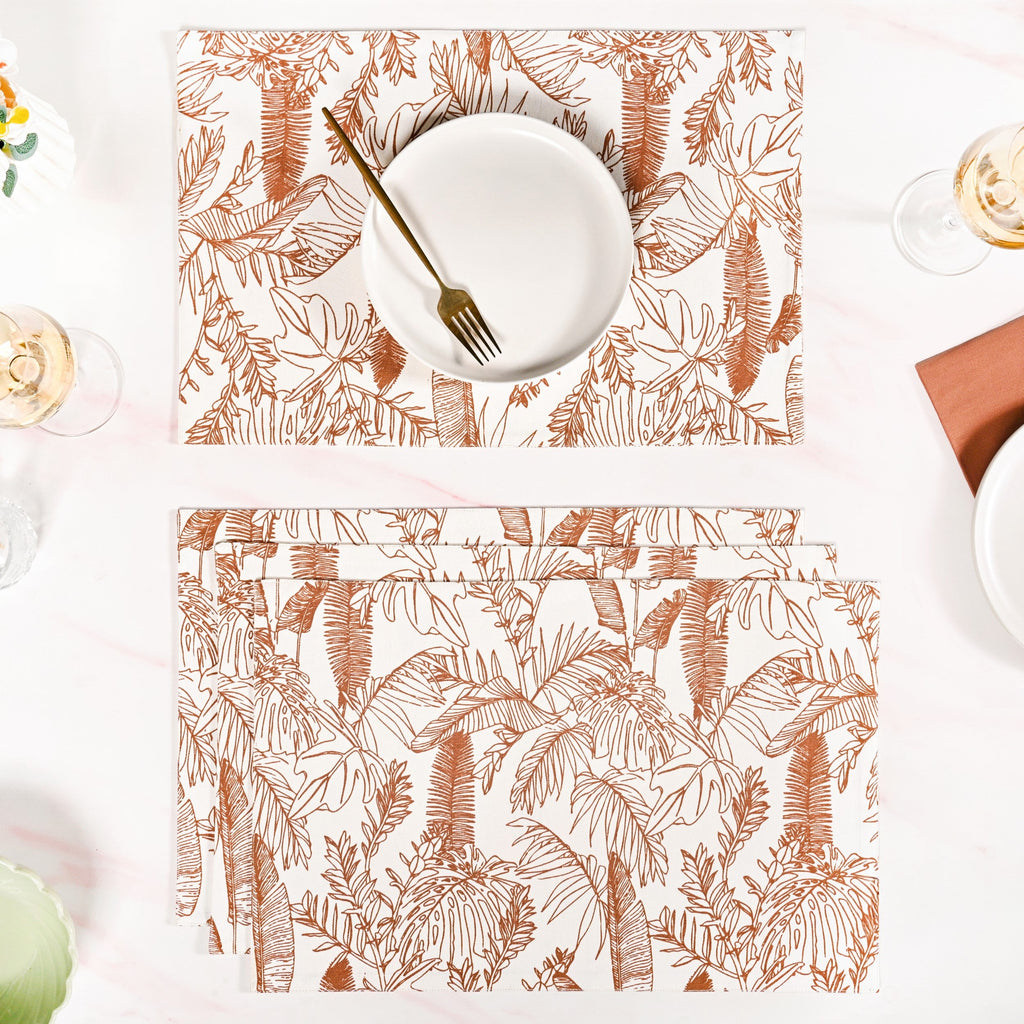 Mocha Fern Cotton Tablemat Set Of 4 Nestasia