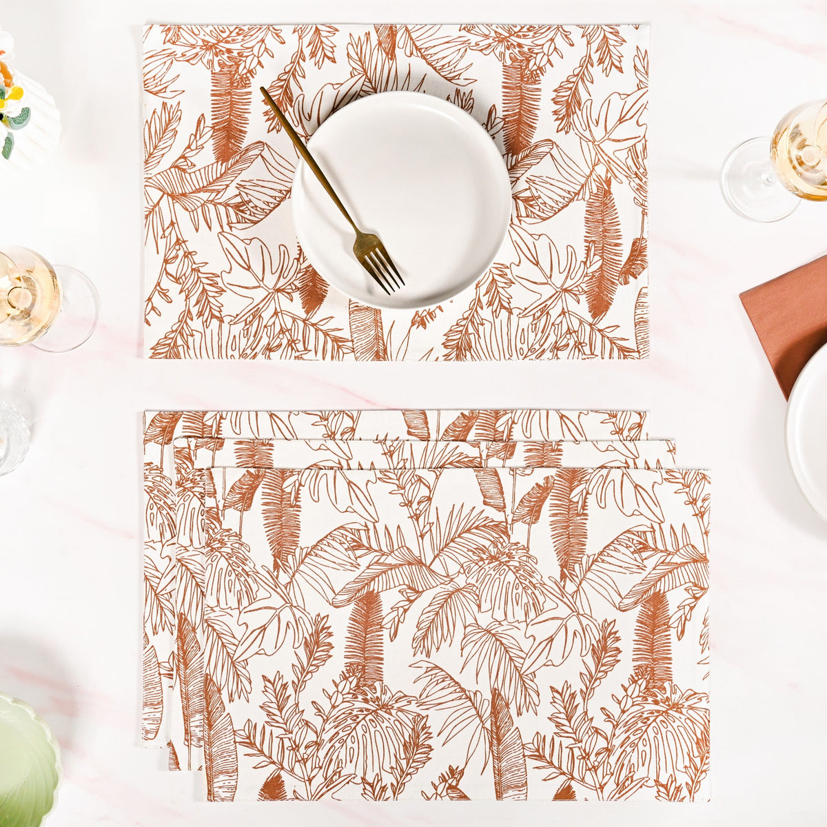 Mocha Fern Cotton Tablemat Set Of 4 Nestasia