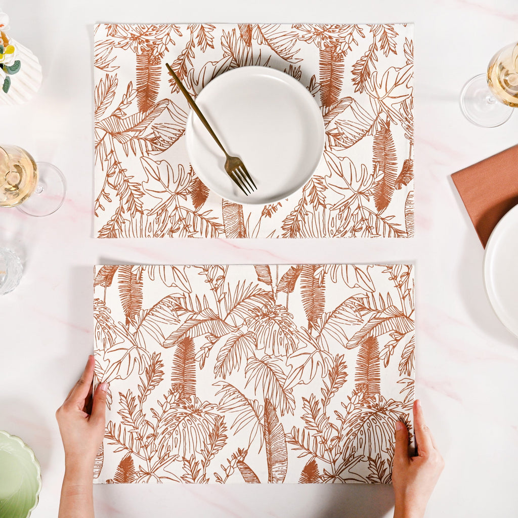 Mocha Fern Cotton Tablemat Set Of 4 Nestasia