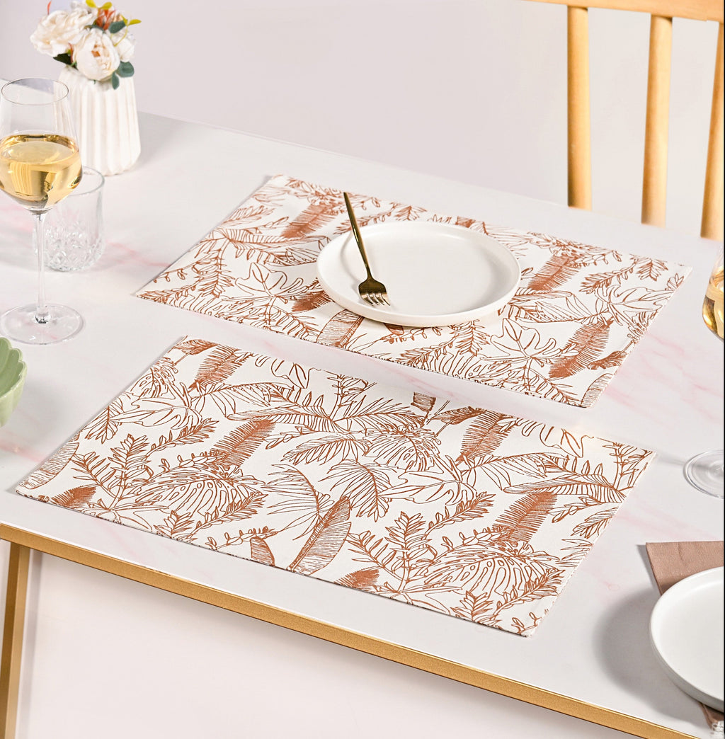 Mocha Fern Cotton Tablemat Set Of 4 Nestasia