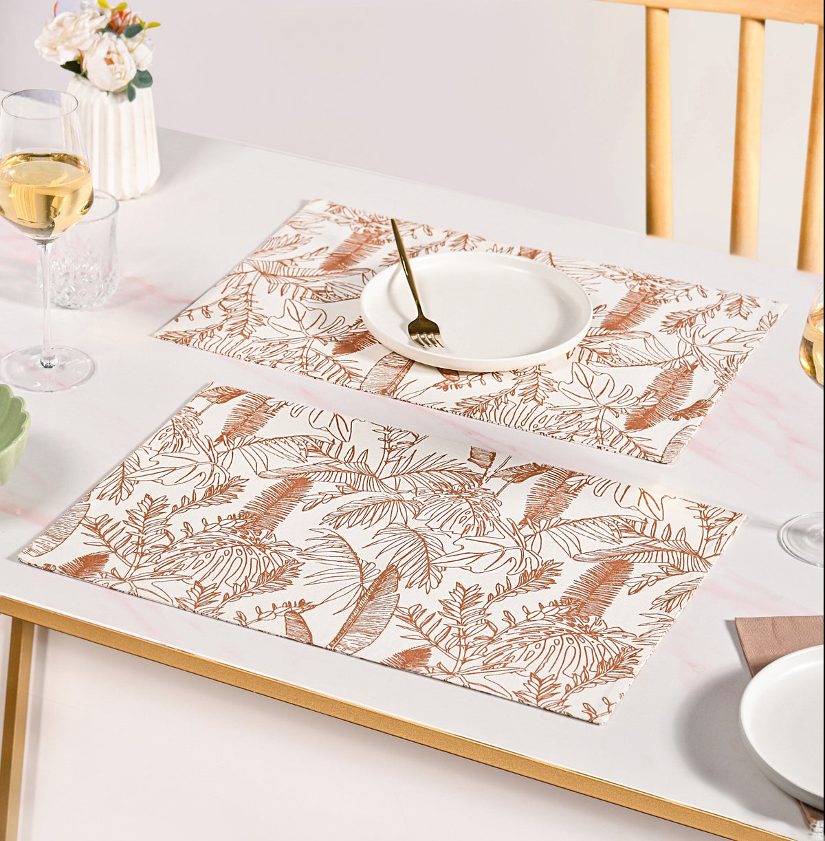 Mocha Fern Cotton Tablemat Set Of 4 Nestasia