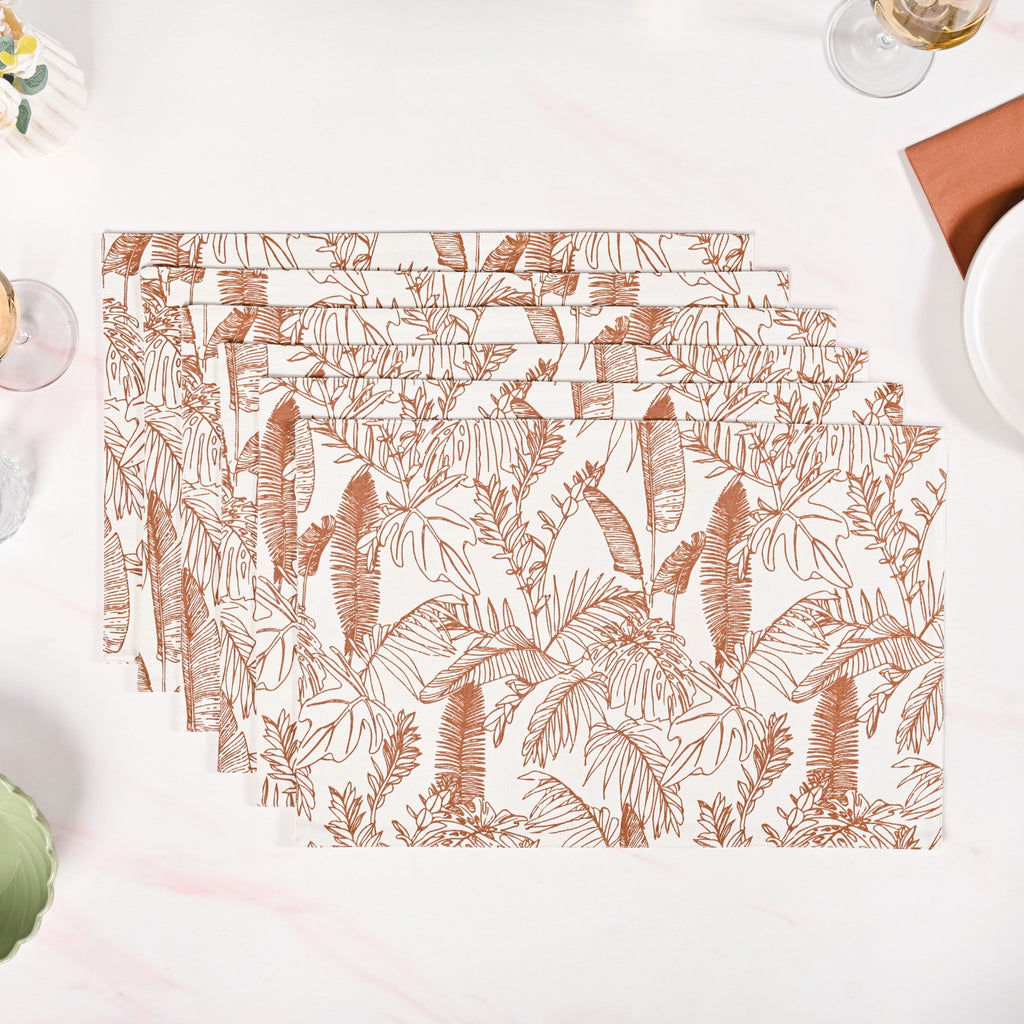 Mocha Fern Cotton Tablemat Set Of 6 Nestasia