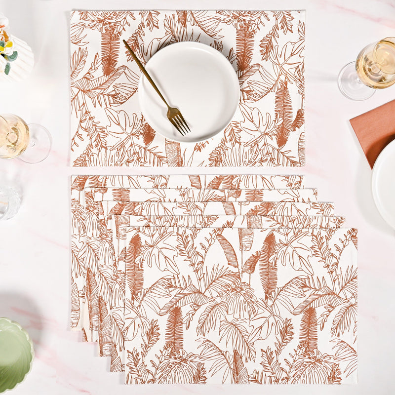 Mocha Fern Cotton Tablemat Set Of 6 Nestasia