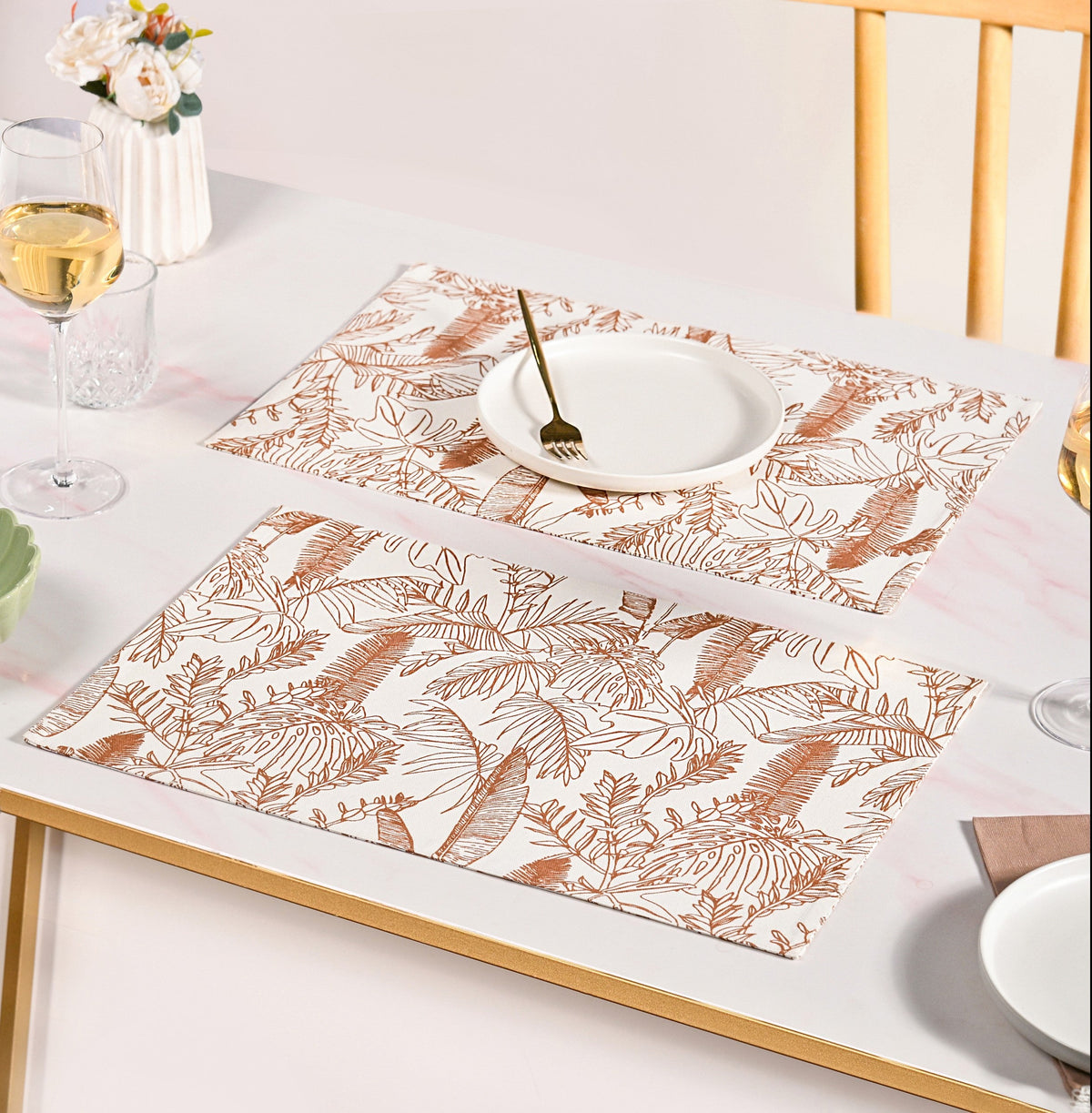 Mocha Fern Cotton Tablemat Set Of 6 Nestasia