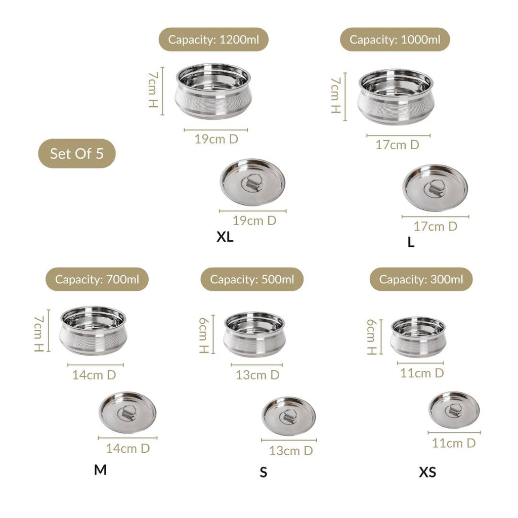 Stainless Steel Handi Set Of 5 Nestasia