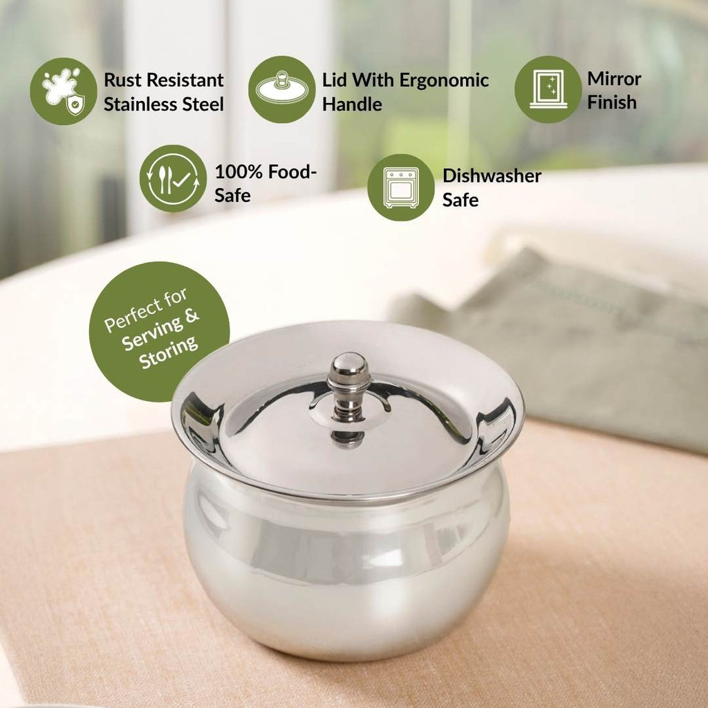 Tomatino Stainless Steel Dahi Handi With Lid 1100ml Nestasia