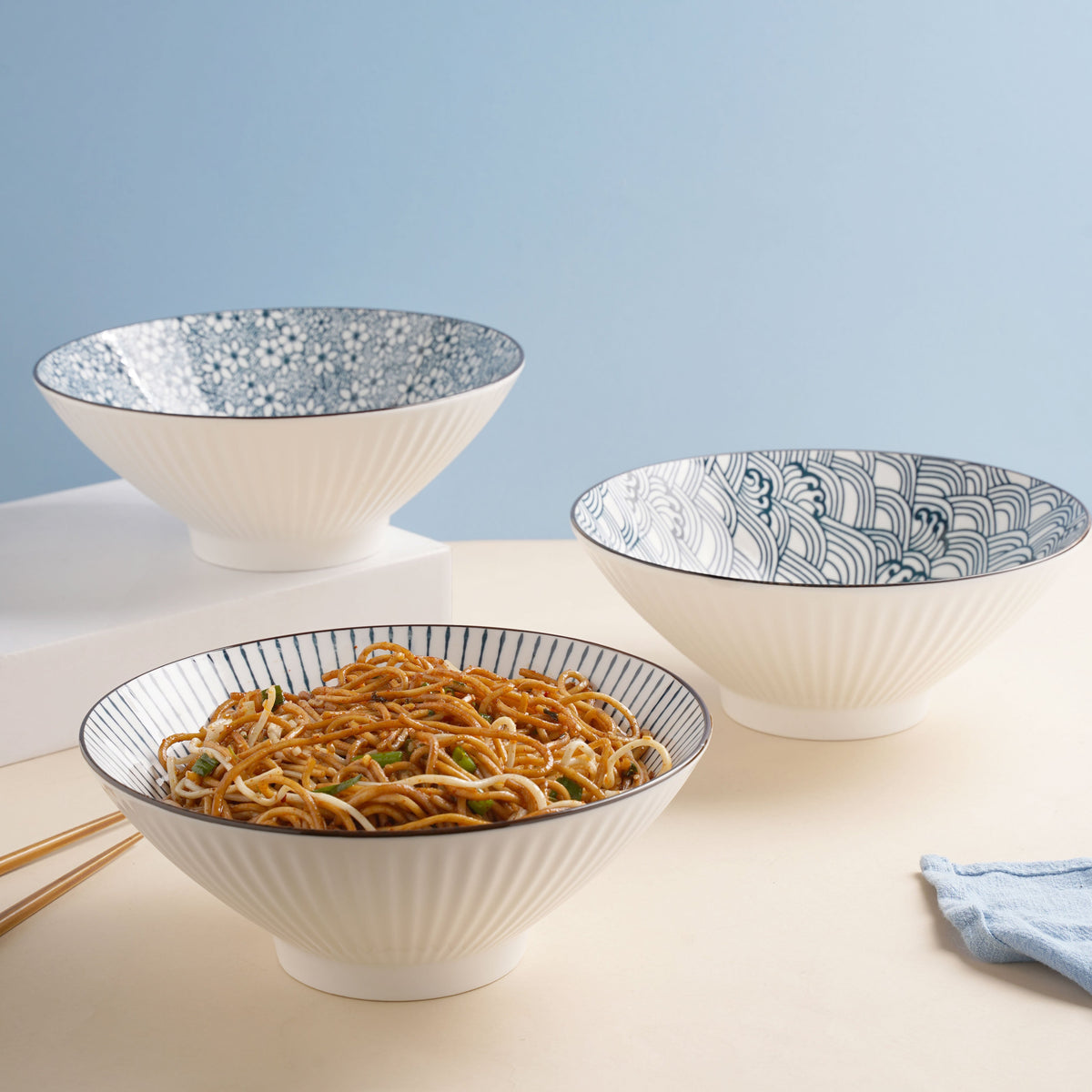 Meraki Ramen Bowl Scallop Patterns 700 ml Nestasia