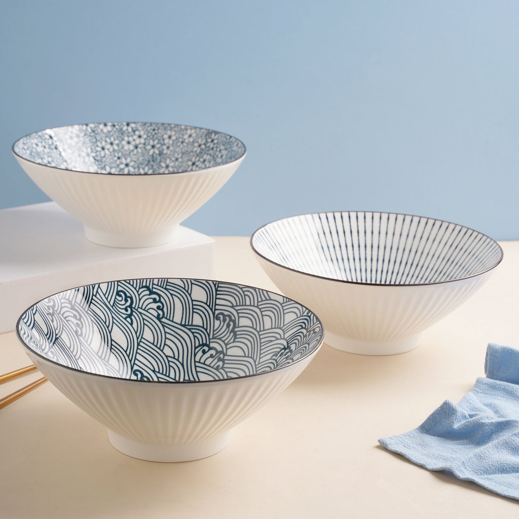 Meraki Ramen Bowl Scallop Patterns 700 ml Nestasia