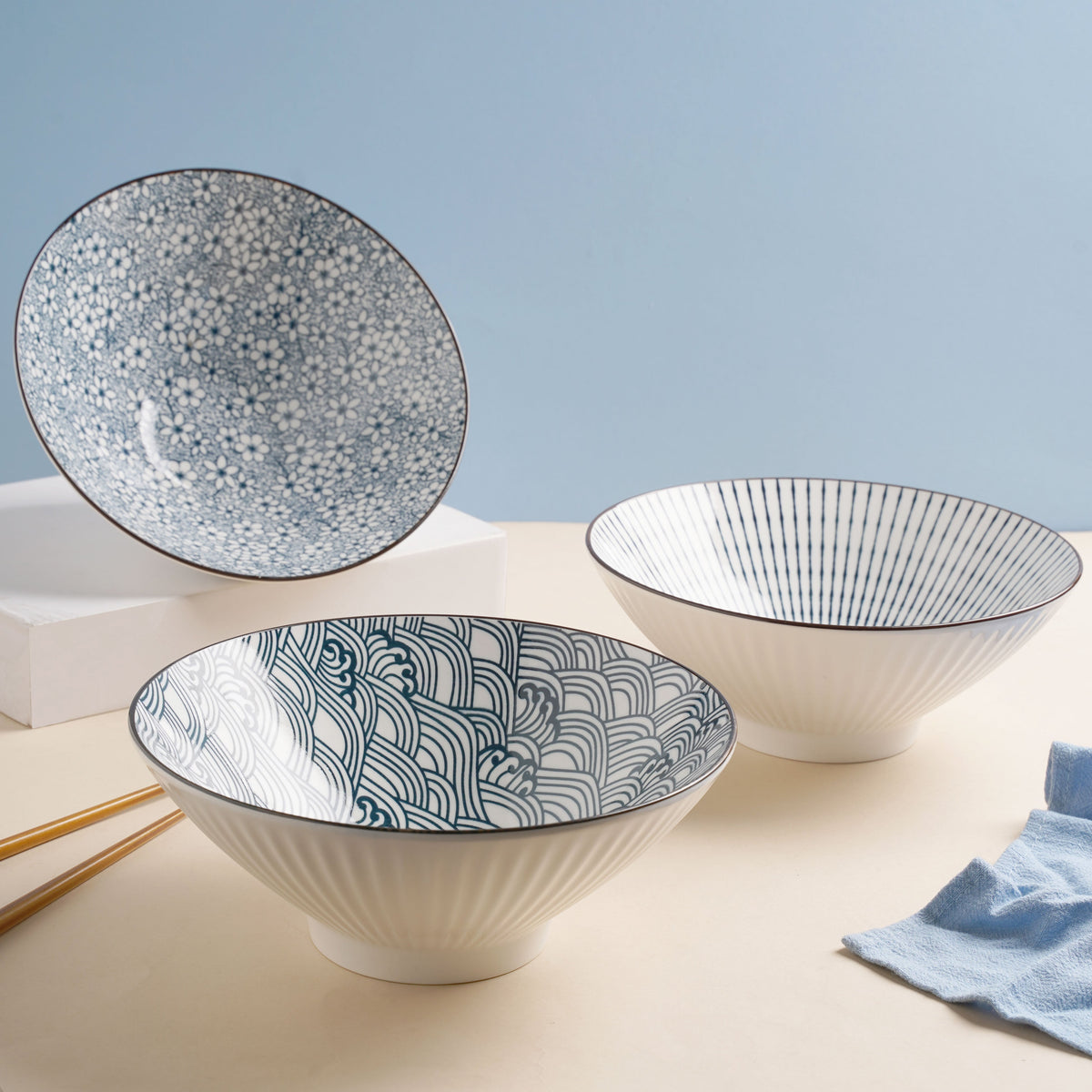 Meraki Ramen Bowl Scallop Patterns 700 ml Nestasia