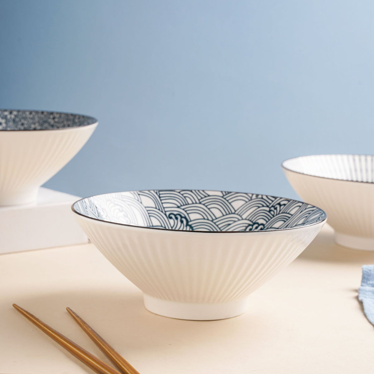Meraki Ramen Bowl Scallop Patterns 700 ml Nestasia