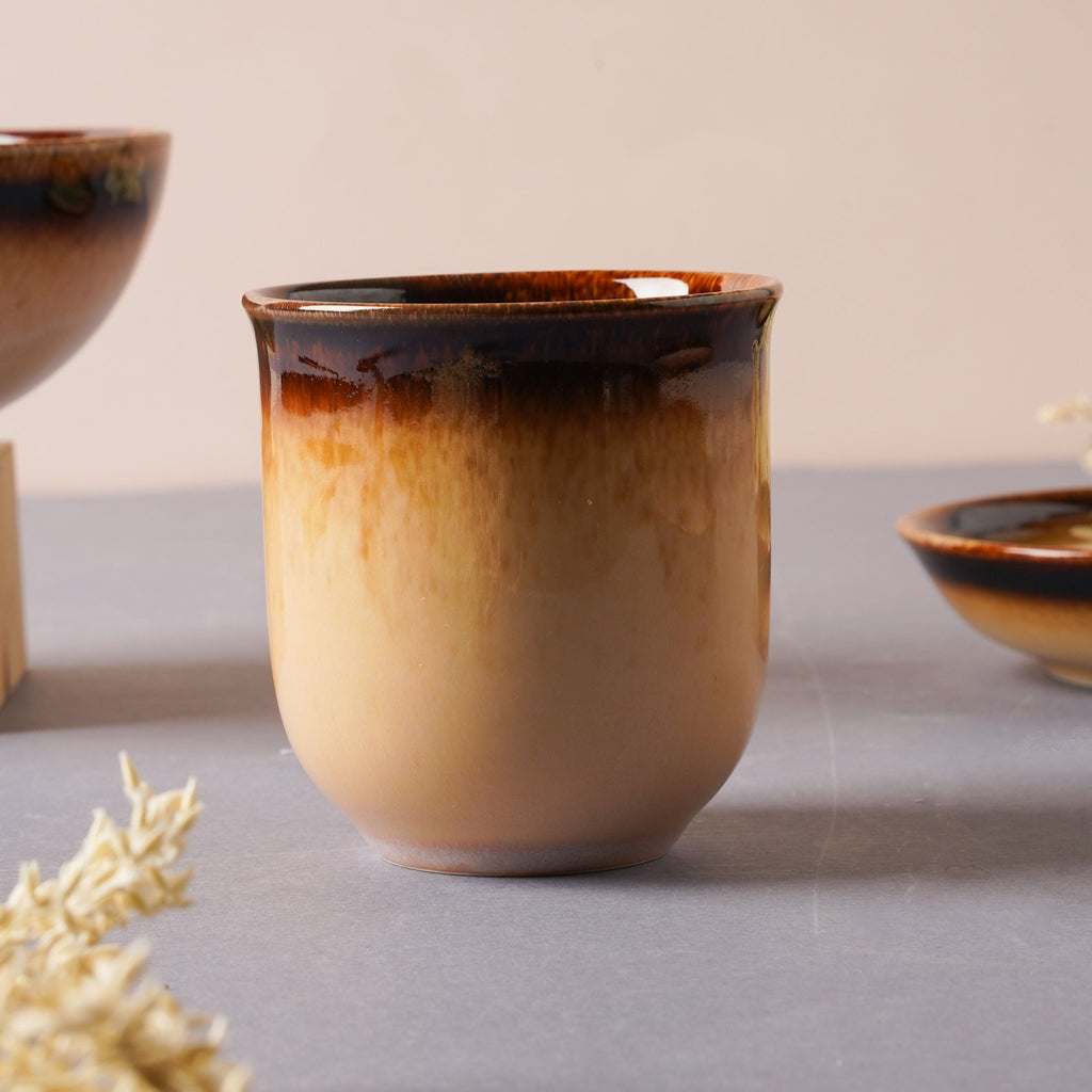 Brown Ceramic dinner set components For One Nestasia