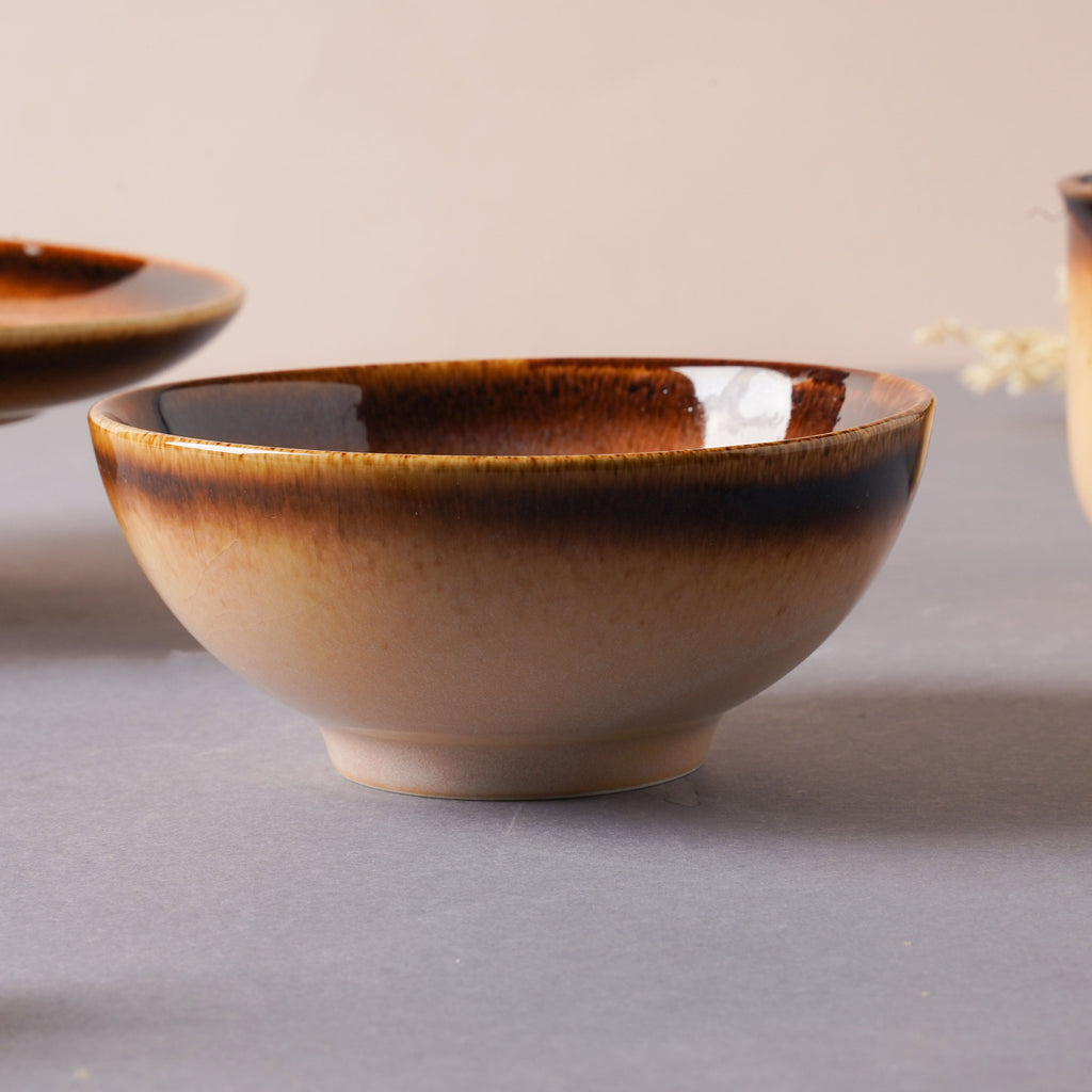 Brown Ceramic dinner set components For One Nestasia