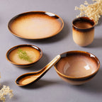 Brown Ceramic dinner set components For One Nestasia