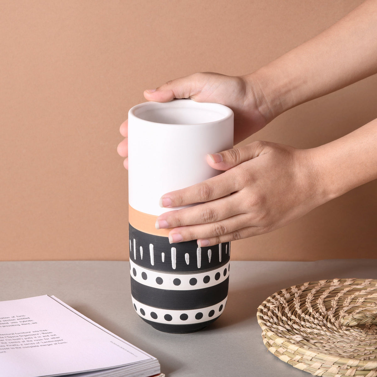 White Ethnic Vase Nestasia