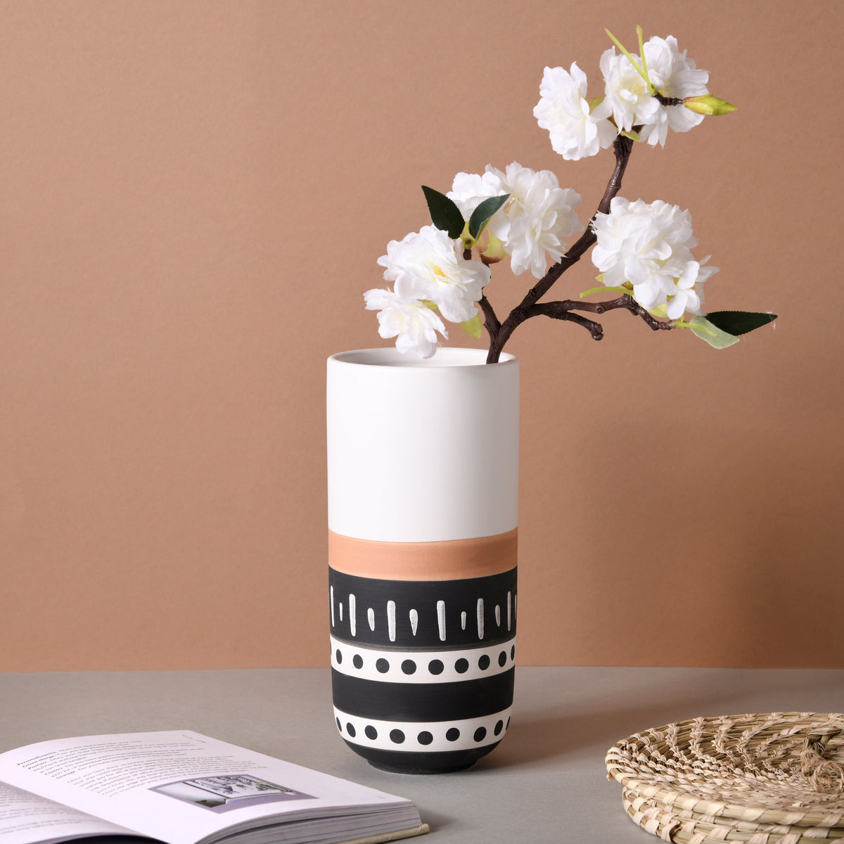 White Ethnic Vase Nestasia