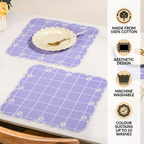Lavender Lattice Scallop Embroidered Cotton Table Mat Set Of 6 Nestasia