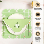 Pistachio Green Cotton Embroidered Table Napkin Set Of 6 Nestasia