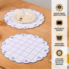 Periwinkle Embroidered Cotton Table Mat Lilac Set Of 6 Nestasia