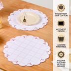 Pink Periwinkle Cotton Embroidered Table Mat Set Of 6 Nestasia