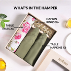 Floral Rouge Table Linen Gift Hamper With Set Of 6 Rings Napkins And Mats Nestasia