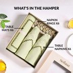 Isabelle Table Linen Gift Hamper Box With Set Of 6 Mats Napkins And Rings Nestasia