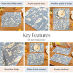 Slate Blue Pure Cotton Placemat Set Of 4 Nestasia