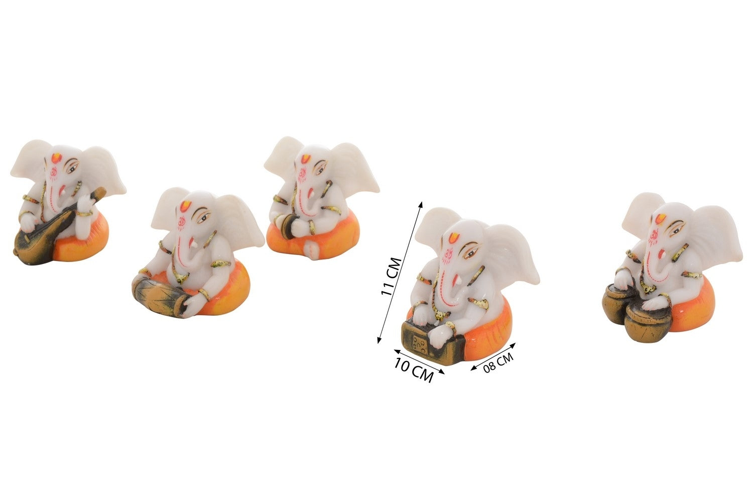 Set of 5 Lord Ganesha playing Musical Instruments Kafalo