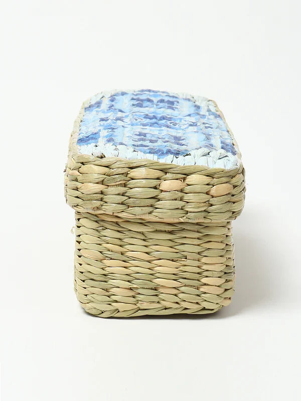 Eco-Friendly Long Seagrass Lid Box for Closet, Desk & Home Organization