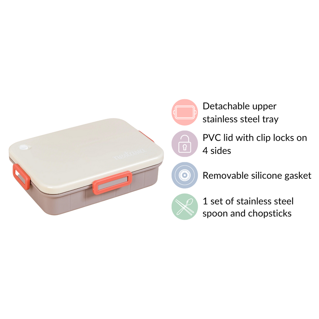 Insulated Bento Lunch Box With 4 Sections 900ml Nestasia
