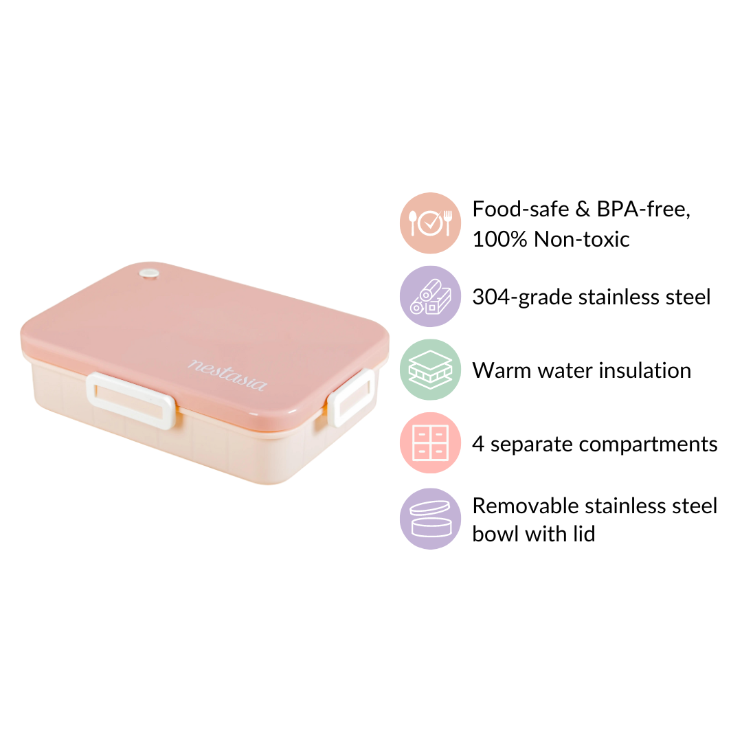 Lunch Box With 4 Compartments Pink 900ml Nestasia