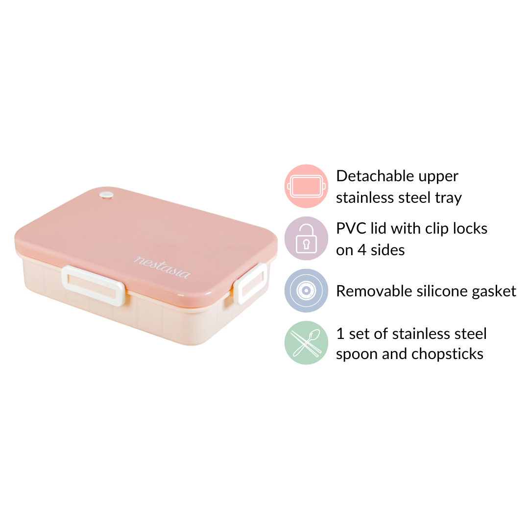 Lunch Box With 4 Compartments Pink 900ml Nestasia