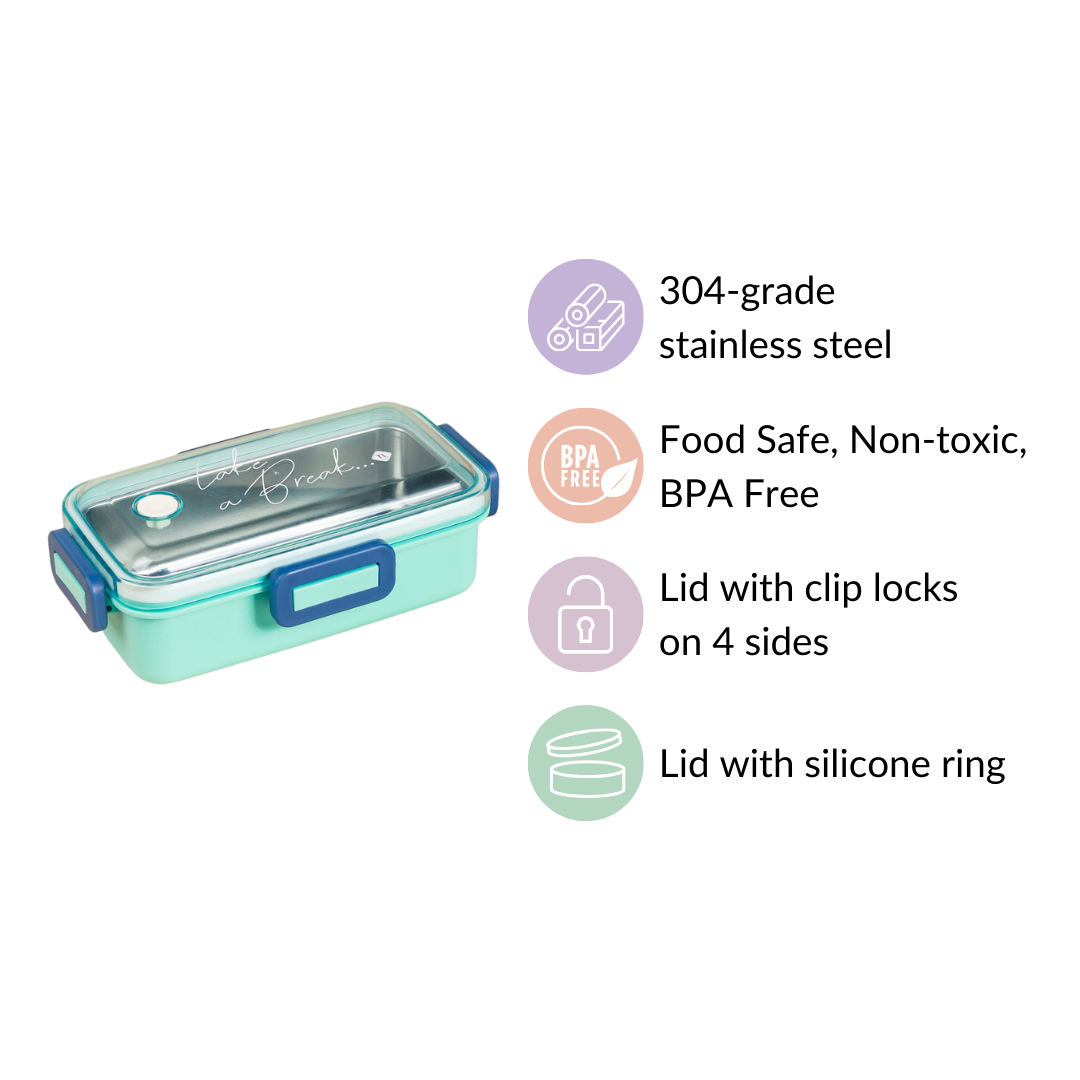 Stainless Steel Lunch Box Small Mint 530ml Nestasia