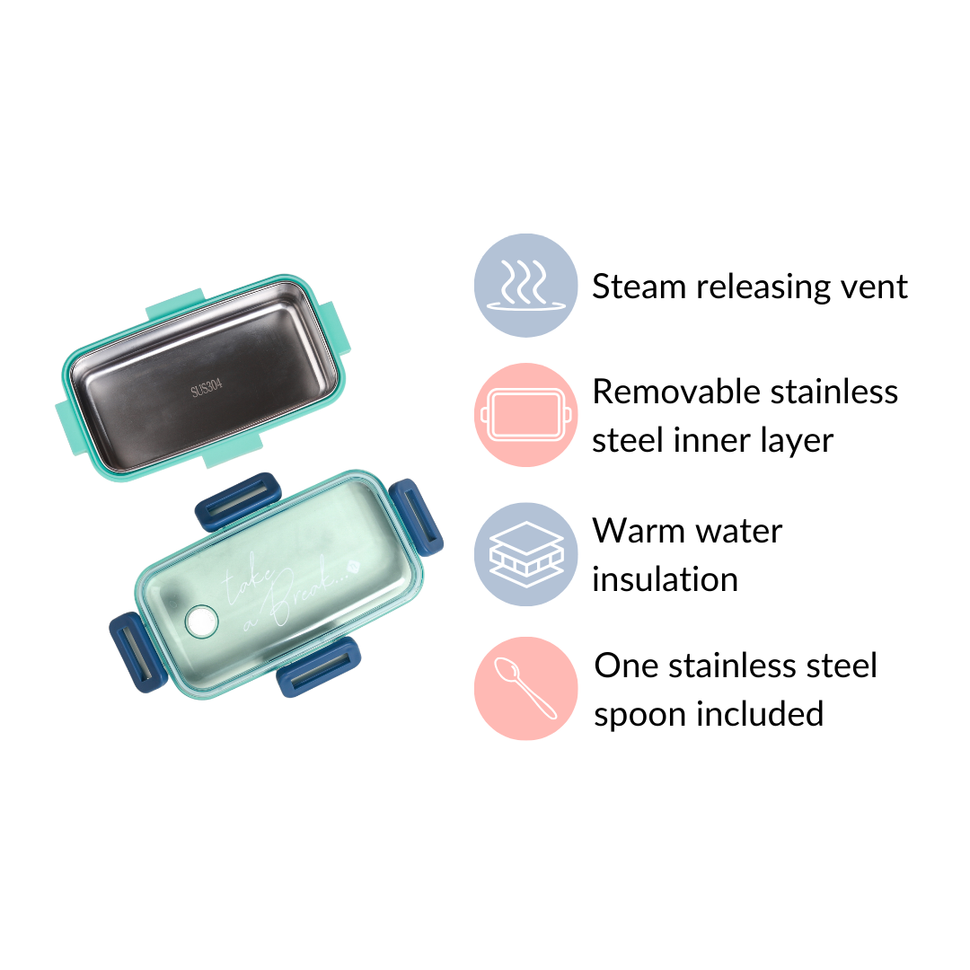 Stainless Steel Lunch Box Small Mint 530ml Nestasia